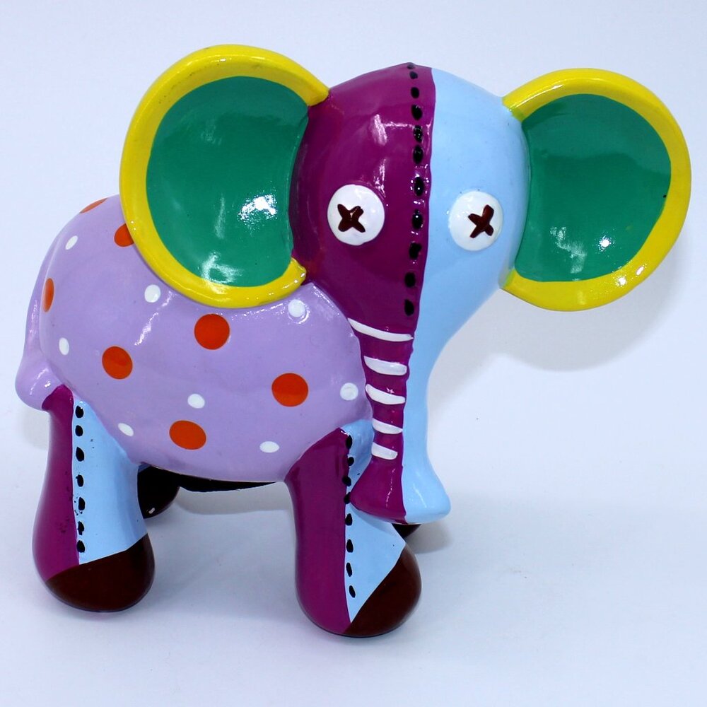 Multicolored 'Elephant' Ceramic Figurine Bank